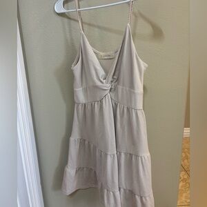 Ocean Drive Beige Knot-Front Spaghetti Strap Mini Dress